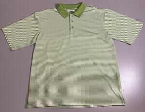 Lone Cypress Pebble Beach Mens Large Polo Golf Shirt Short Sleeve Green Striped